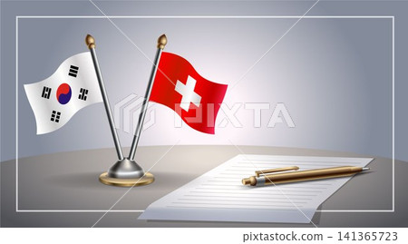 Small national flag of South Korea and Switzerland flag Relation, Template Vector Illustration Small national flag of South Korea and Switzerland flag Relation, Template Vector Illustration 141365723