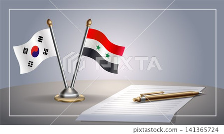 Small national flag of South Korea and Syria flag Relation, Template Vector Illustration Small national flag of South Korea and Syria flag Relation, Template Vector Illustration 141365724