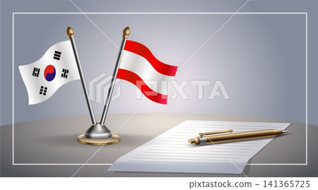Small national flag of South Korea and Tahiti flag Relation, Template Vector Illustration Small national flag of South Korea and Tahiti flag Relation, Template Vector Illustration 141365725