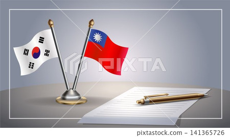 Small national flag of South Korea and Taiwan flag Relation, Template Vector Illustration Small national flag of South Korea and Taiwan flag Relation, Template Vector Illustration 141365726