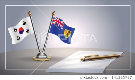 Small national flag of South Korea and Turk and Caicos flag Relation, Template Vector Illustration Small national flag of South Korea and Turk and Caicos flag Relation, Template Vector Illustration 141365737