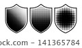 Halftone shields presenting varying gradients for security and protection concepts 141365784
