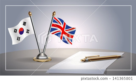 Small national flag of South Korea and United Kingdom flag Relation, Template Vector Illustration Small national flag of South Korea and United Kingdom flag Relation, Template Vector Illustration 141365801