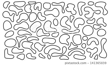 Abstract outline pattern with organic blob shapes, perfect for modern decor and creative projects. High quality vector set featuring fluid and geometric elements. Abstract outline pattern with organic blob shapes, perfect for modern decor and creative projects. High quality vector set featuring fluid and geometric elements. 141365839