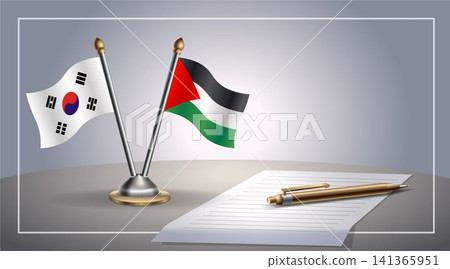 Small national flag of South Korea and Palestine flag Relation, Template Vector Illustration Small national flag of South Korea and Palestine flag Relation, Template Vector Illustration 141365951