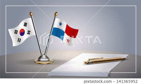 Small national flag of South Korea and Panama flag Relation, Template Vector Illustration 141365952