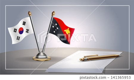 Small national flag of South Korea and Papua New Guinea flag Relation, Template Vector Illustration Small national flag of South Korea and Papua New Guinea flag Relation, Template Vector Illustration 141365953