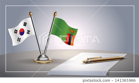 Small national flag of South Korea and Zambia flag Relation, Template Vector Illustration Small national flag of South Korea and Zambia flag Relation, Template Vector Illustration 141365966