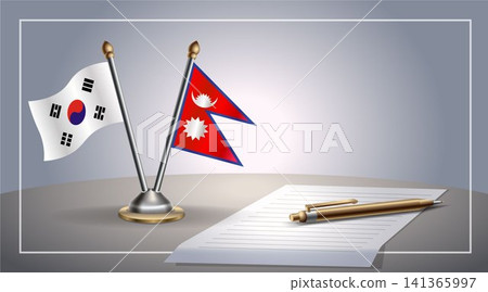 Small national flag of South Korea and Nepal flag Relation, Template Vector Illustration Small national flag of South Korea and Nepal flag Relation, Template Vector Illustration 141365997