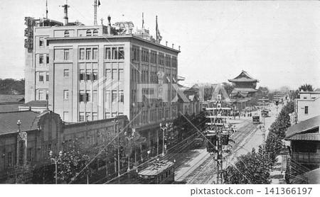 Old photograph, 1926-1933, Kyoto, Karasuma Street (a six-story souvenir shop that opened in 1926 and Higashi Honganji Temple) Old photograph, 1926-1933, Kyoto, Karasuma Street (a six-story souvenir shop that opened in 1926 and Higashi Honganji Temple) 141366197