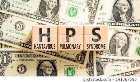 HPS hantavirus pulmonary syndrome symbol. Concept words HPS hantavirus pulmonary syndrome on beautiful wooden blocks. Beautiful dollar bills background. Medical HPS Hantavirus concept. Copy space. HPS hantavirus pulmonary syndrome symbol. Concept words HPS hantavirus pulmonary syndrome on beautiful wooden blocks. Beautiful dollar bills background. Medical HPS Hantavirus concept. Copy space. 141367598