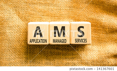 AMS application managed services symbol. Concept words AMS application managed services on beautiful wooden blocks. Beautiful canvas background. Business AMS concept. Copy space. AMS application managed services symbol. Concept words AMS application managed services on beautiful wooden blocks. Beautiful canvas background. Business AMS concept. Copy space. 141367601