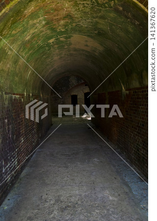 A scene from the remains of a brick-built gun battery of the former Japanese army on Tomogashima Island in Wakayama Prefecture. A scene from the remains of a brick-built gun battery of the former Japanese army on Tomogashima Island in Wakayama Prefecture. 141367620