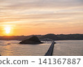 Evening view of Tsunoshima Bridge, Yamaguchi Prefecture 141367887