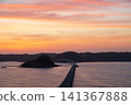 Evening view of Tsunoshima Bridge, Yamaguchi Prefecture 141367888
