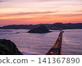 Evening view of Tsunoshima Bridge, Yamaguchi Prefecture 141367890