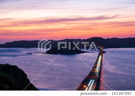 山口縣角島大橋夜景 山口縣角島大橋夜景 141367891