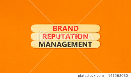Brand reputation management words symbol. Concept words Brand reputation management on beautiful wooden sticks. Beautiful orange background. Business brand reputation management concept. Copy space. Brand reputation management words symbol. Concept words Brand reputation management on beautiful wooden sticks. Beautiful orange background. Business brand reputation management concept. Copy space. 141368080
