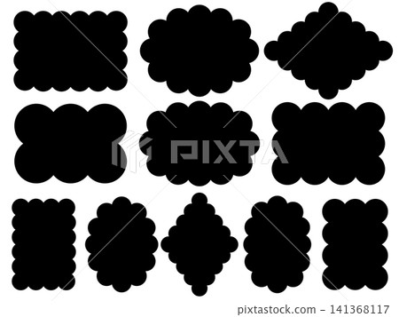 A set of fluffy silhouette frames in various shapes. A set of fluffy silhouette frames in various shapes. 141368117