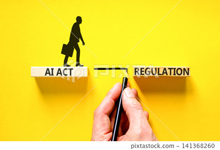 AI act regulation words symbol. Concept words AI artificial intelligence act regulation on beautiful wooden blocks. Beautiful yellow background. Business AI act regulation concept. Copy space. AI act regulation words symbol. Concept words AI artificial intelligence act regulation on beautiful wooden blocks. Beautiful yellow background. Business AI act regulation concept. Copy space. 141368260