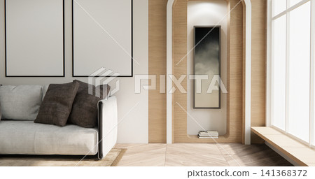 sofa armchair minimalist designin living room interior muji style.3D rendering sofa armchair minimalist designin living room interior muji style.3D rendering 141368372