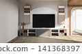 Japanese Living room, cabinet minimalist design on living room muji style.3D rendering 141368397
