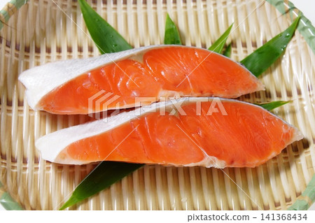 Raw silver salmon ingredients Raw silver salmon ingredients 141368434