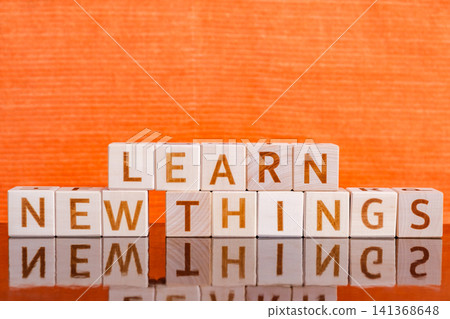 motivational phrase Learn New Things made of letters on wooden cubes 141368648
