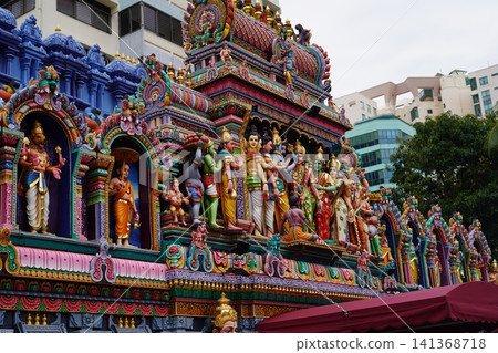 Colorful Hindu Temple Gopuram Art and Statues Colorful Hindu Temple Gopuram Art and Statues 141368718