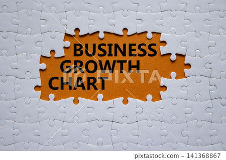 Business Growth Chart symbol. White puzzle with words Business Growth Chart. Beautiful orange background. Business concept. Copy space. Business Growth Chart symbol. White puzzle with words Business Growth Chart. Beautiful orange background. Business concept. Copy space. 141368867