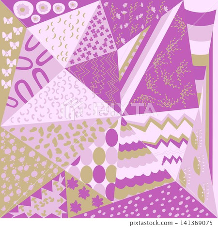 Colorful seamless pattern with floral and geometric ornaments 141369075