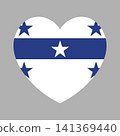 Flag of Gambier Islands heart icon, sticker, banner. Gambier Islands of French Polynesia flag heart shaped emblem graphic element, logo. Gambier Islands flag button, badge in heart shape. 141369440