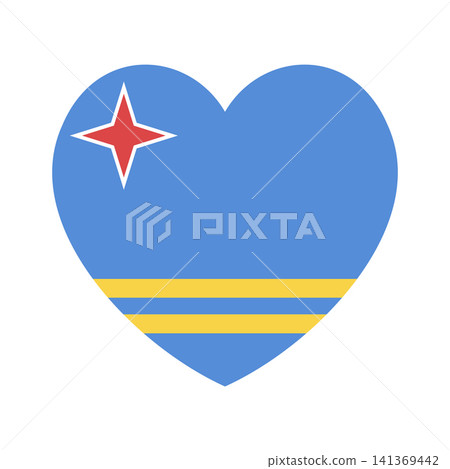 Aruba flag heart shaped icon, sticker. Flag of Aruba island badge, button in heart shape. National flag Aruba heart banner, background. Aruba flag heart shaped icon, sticker. Flag of Aruba island badge, button in heart shape. National flag Aruba heart banner, background. 141369442