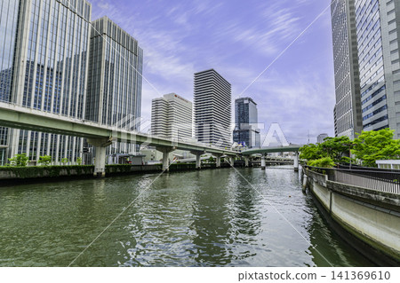 Aqua Dojima and Hanshin Expressway in Nakanoshima, Osaka, Osaka Prefecture 141369610