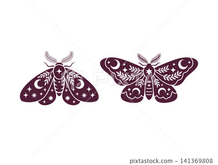 Spooky Halloween Celestial Magic Moth Icon Spooky Halloween Celestial Magic Moth Icon 141369808