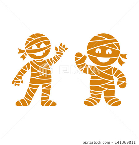 Cute Halloween Spooky Mummy Character Set Cute Halloween Spooky Mummy Character Set 141369811