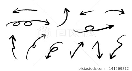 向量筆手繪箭頭設定黑色 向量筆手繪箭頭設定黑色 141369812