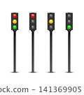 Vector 3d Traffic Light Set With Red Yellow Green Signals. Street Intersection Control Icons. Realistic 3d Stoplight Isolated. Road Safety Transportation Symbol 141369905