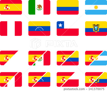 Spanish language country flag icons 141370075