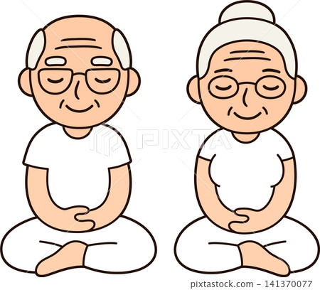 Meditating senior couple Meditating senior couple 141370077