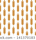 Vector Seamless Pattern with Agriculture Wheat and Cereal Ears on White Background. Organic Wheat, Rice Ear Design Template. Bread, Beer Packaging, Farming, Organic Food Concepts 141370183