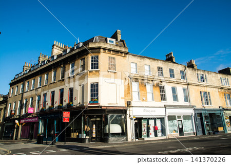 Historic honey-colored stone buildings: The cityscape of Bath, a UNESCO World Heritage Site in the UK. Historic honey-colored stone buildings: The cityscape of Bath, a UNESCO World Heritage Site in the UK. 141370226