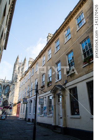 Historic honey-colored stone buildings: The cityscape of Bath, a UNESCO World Heritage Site in the UK. Historic honey-colored stone buildings: The cityscape of Bath, a UNESCO World Heritage Site in the UK. 141370426