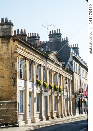 Historic honey-colored stone buildings: The cityscape of Bath, a UNESCO World Heritage Site in the UK. Historic honey-colored stone buildings: The cityscape of Bath, a UNESCO World Heritage Site in the UK. 141370429