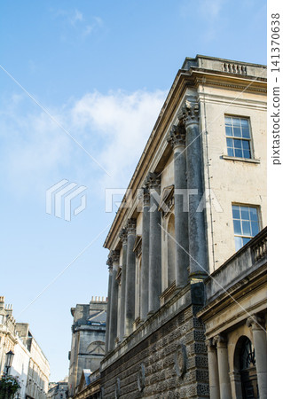 Historic honey-colored stone buildings: The cityscape of Bath, a UNESCO World Heritage Site in the UK. Historic honey-colored stone buildings: The cityscape of Bath, a UNESCO World Heritage Site in the UK. 141370638