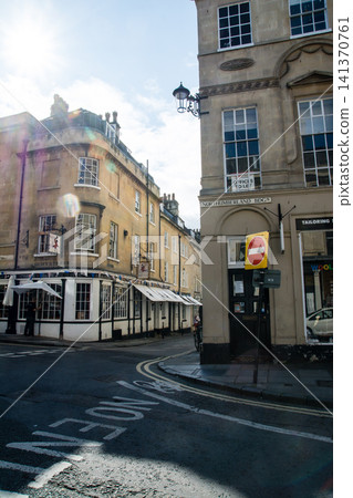 Historic honey-colored stone buildings: The cityscape of Bath, a UNESCO World Heritage Site in the UK. Historic honey-colored stone buildings: The cityscape of Bath, a UNESCO World Heritage Site in the UK. 141370761