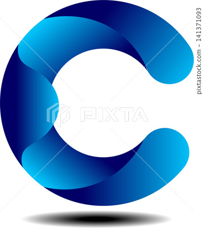 Modern abstract geometric letter C logo template with multi layered blue gradient petals Modern abstract geometric letter C logo template with multi layered blue gradient petals 141371093