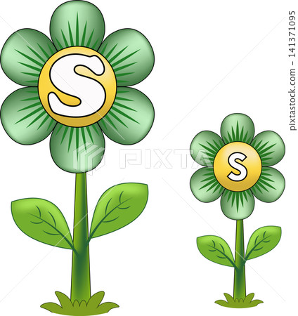 Green clover flower alphabet letter S kids literacy chart element for school textbook Green clover flower alphabet letter S kids literacy chart element for school textbook 141371095