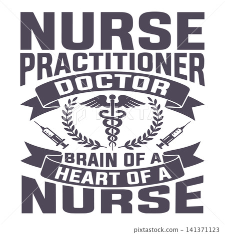 Nurse Practitioner Doctor with Caduceus and Syringes Vector Illustration Nurse Practitioner Doctor with Caduceus and Syringes Vector Illustration 141371123