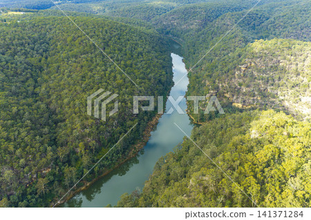 Aerial photograph of the Nepean River running through Glenbrook Gorge Aerial photograph of the Nepean River running through Glenbrook Gorge 141371284